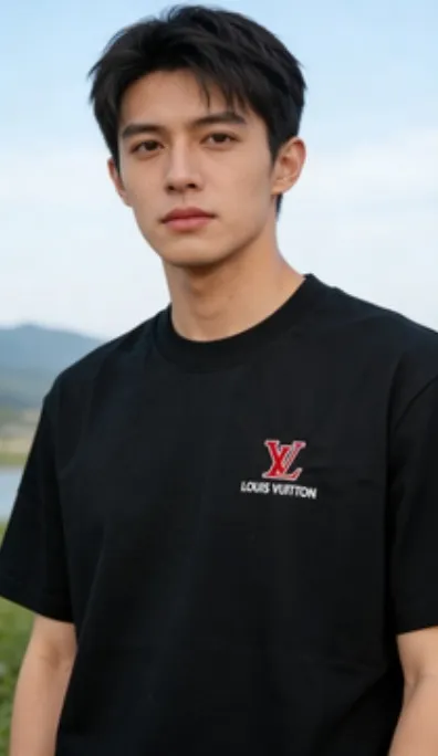 Louis Vuitton/Louis Vuitton 26ss embroidered presbyopic letter short sleeves